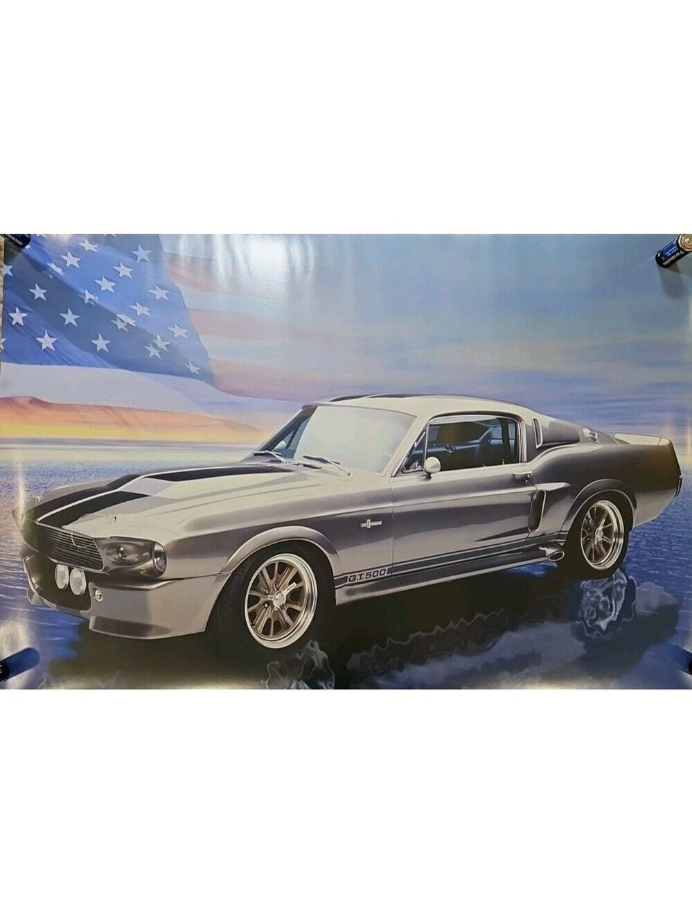Ford Mustang GT 500 American Flag Poster 24x36 Fully Laminated No Pin Holes